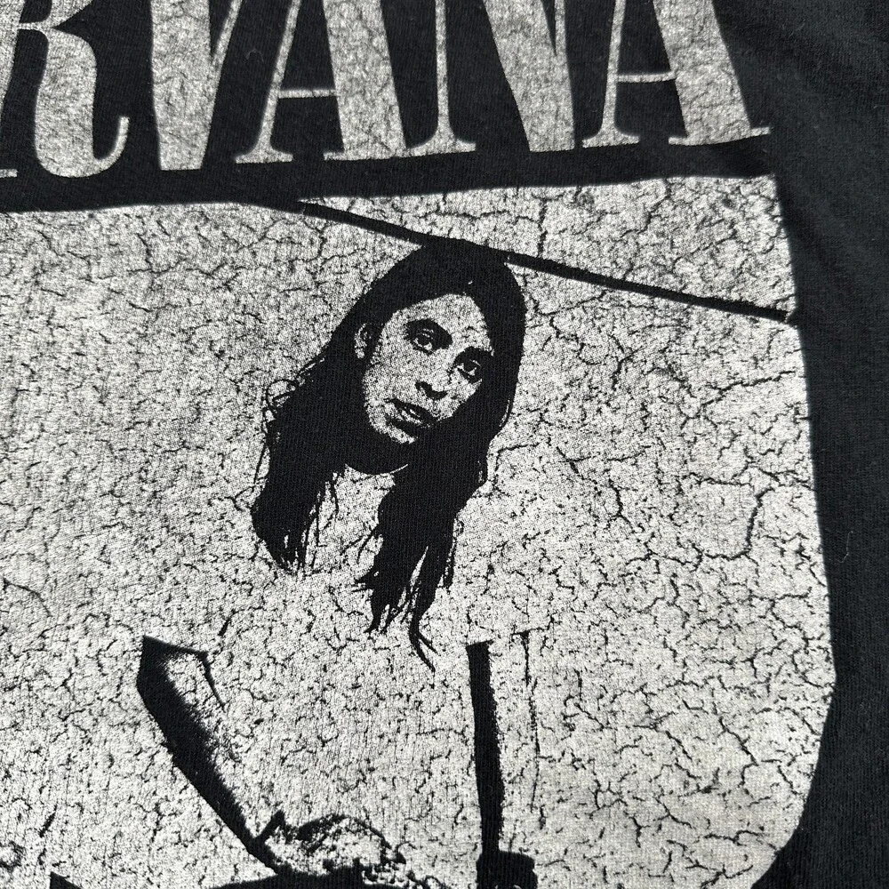 Nirvana Shirt Mens Extra Large Black Band Rock Music Graphic Cracked Print Tee